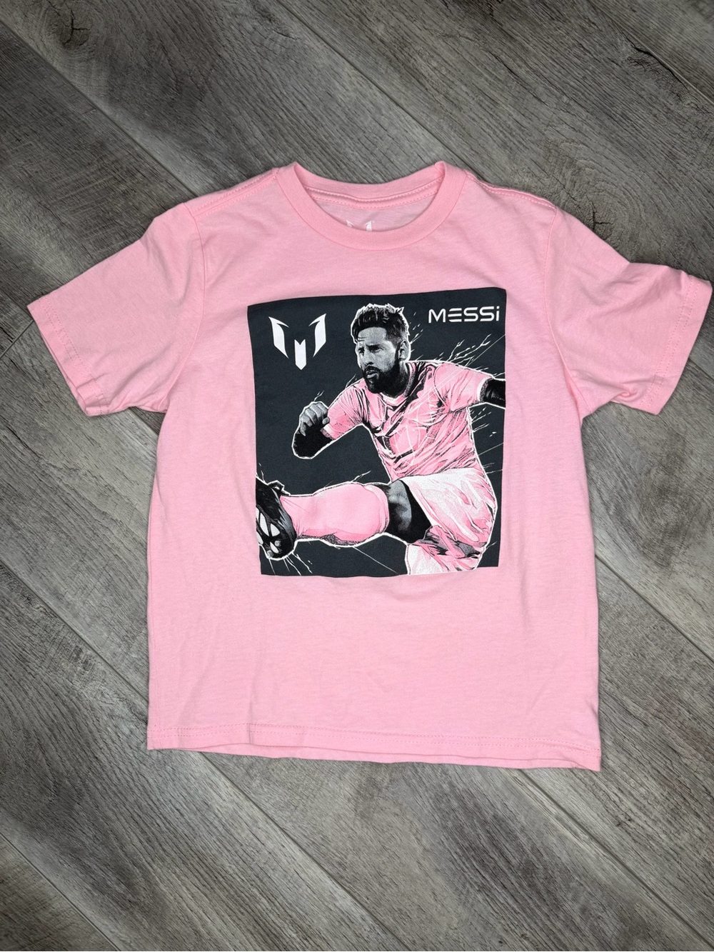 Kids Messi Graphic Soccer Tee in Pink